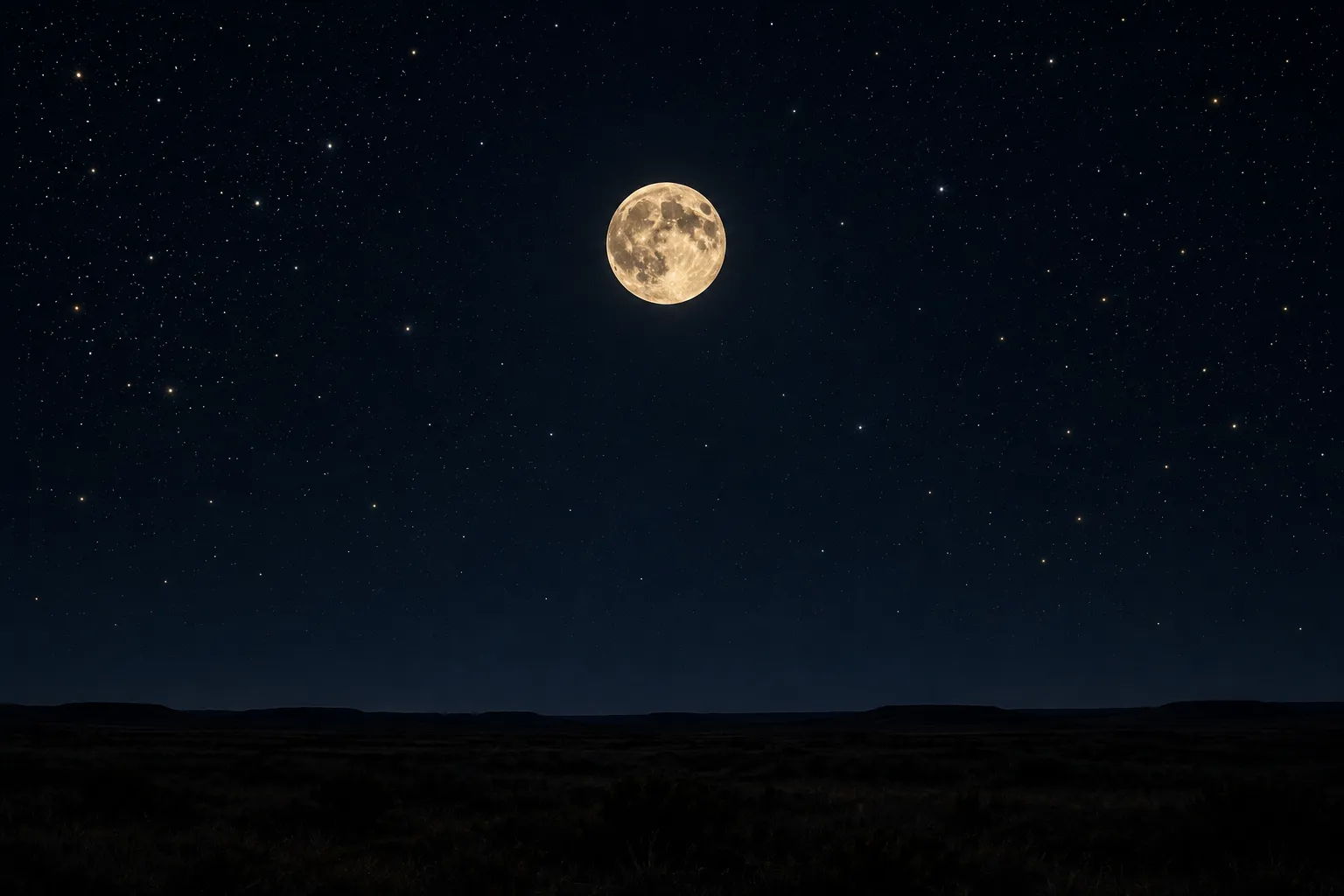 Illustration: a full moon over a dark horizon